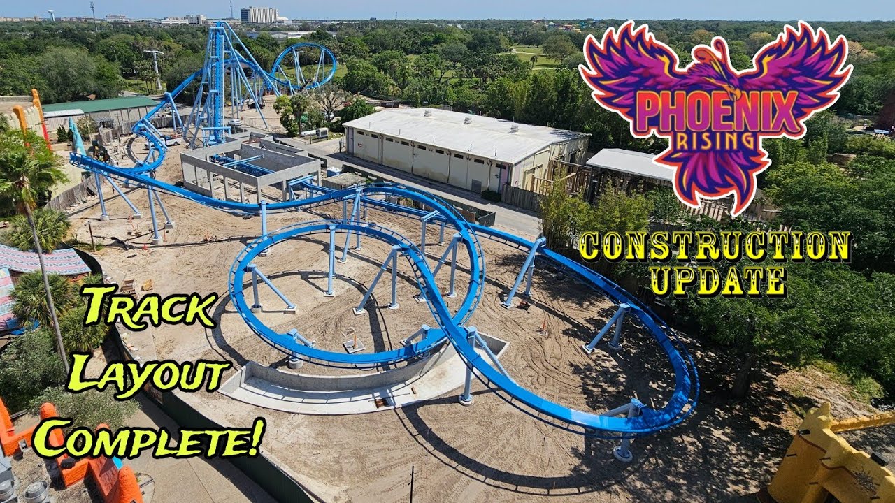 Busch Gardens Tampa Bay Phoenix Rising Roller Coaster Construction Update 4.10.24 LAYOUT COMPLETE!!!