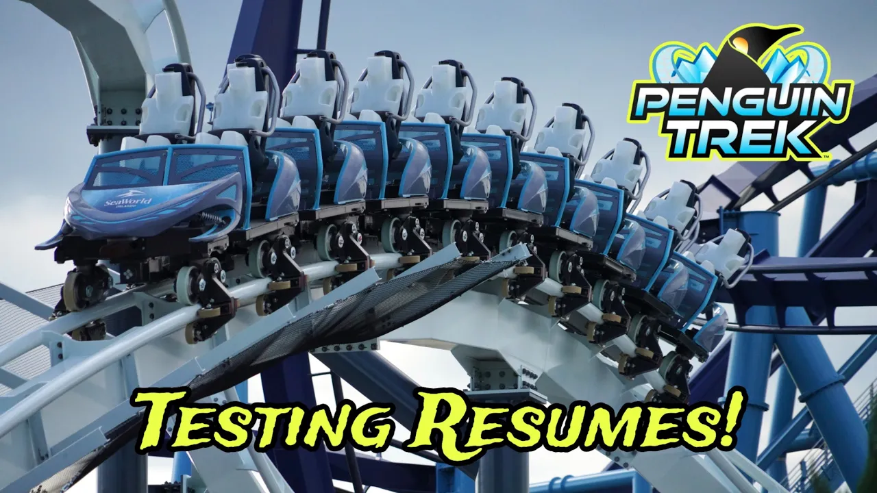 SeaWorld Orlando Penguin Trek Roller Coaster Construction Update 5.28.24 TESTING RESUMES!