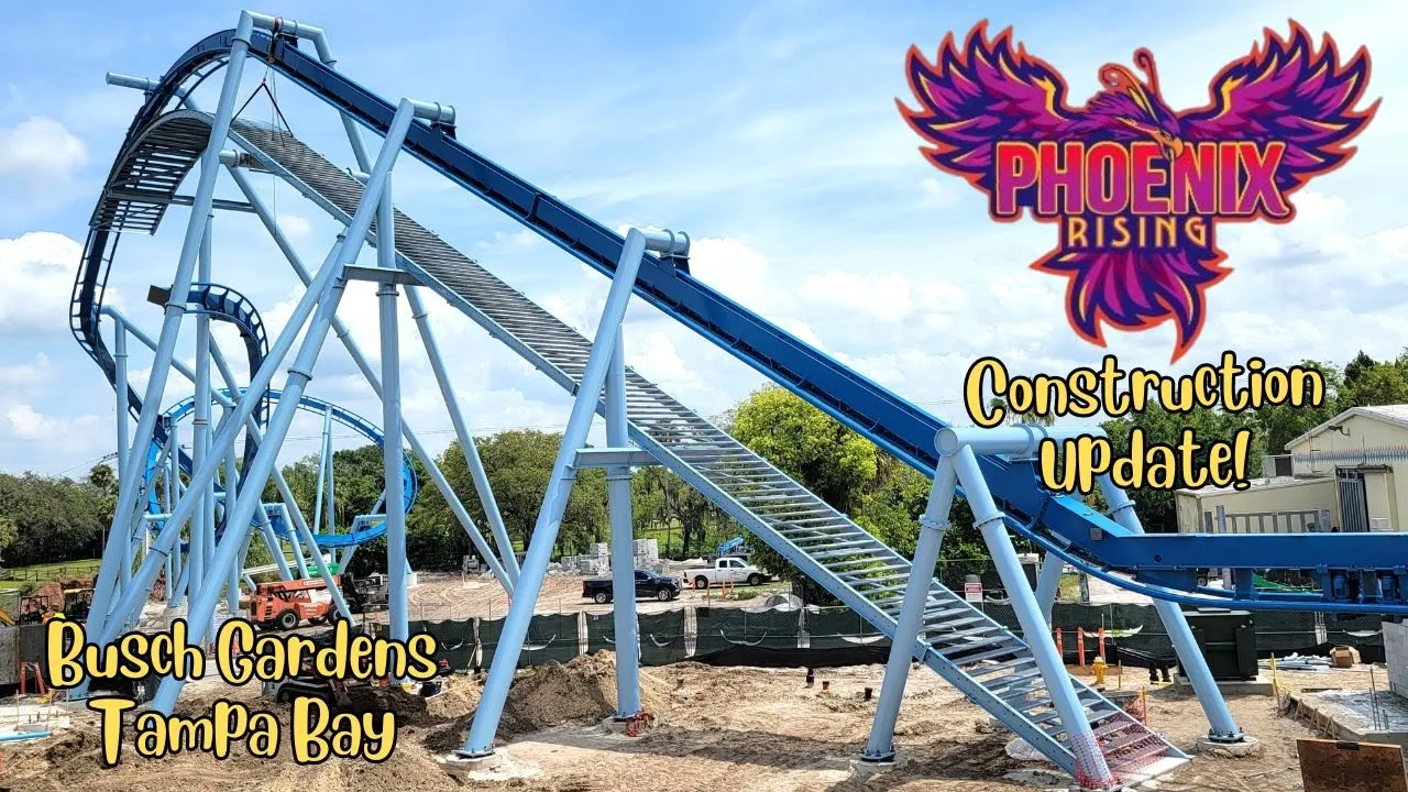 Busch Gardens Tampa Bay Phoenix Rising Roller Coaster Construction Update 4.2.24