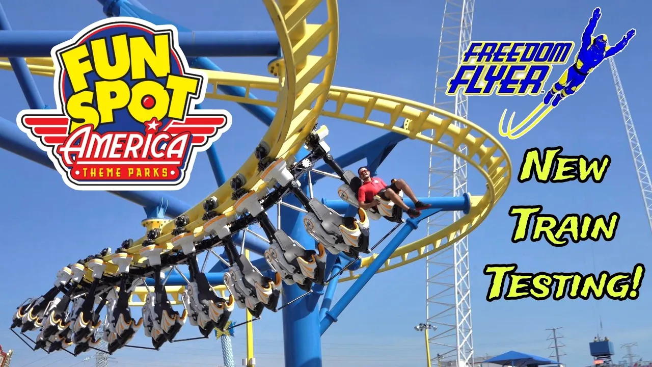 Fun Spot America Orlando NEW Roller Coaster Train Testing For Freedom Flyer Update 4.17.24