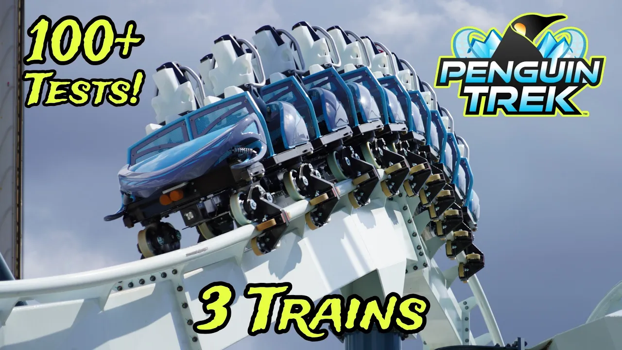 SeaWorld Orlando Penguin Trek 3 Trains, 100+ Test Run Construction Update 6.17.24 TONS OF TESTING!