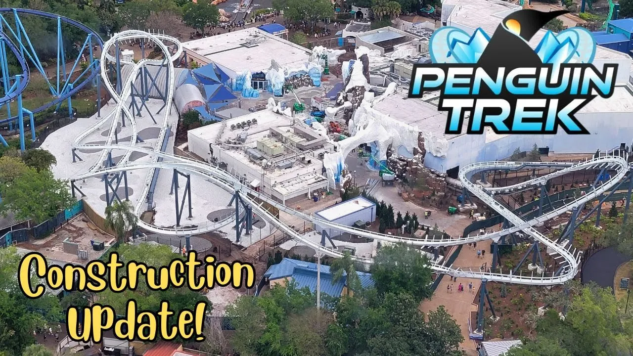 SeaWorld Orlando Penguin Trek Roller Coaster Construction Update 3.27.24